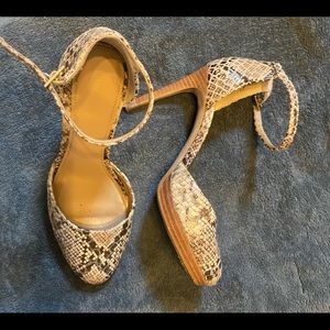 Ankle strap heels. Snake skin